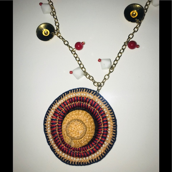 Tory Burch Straw Hat Statement Necklace - Picture 3 of 6
